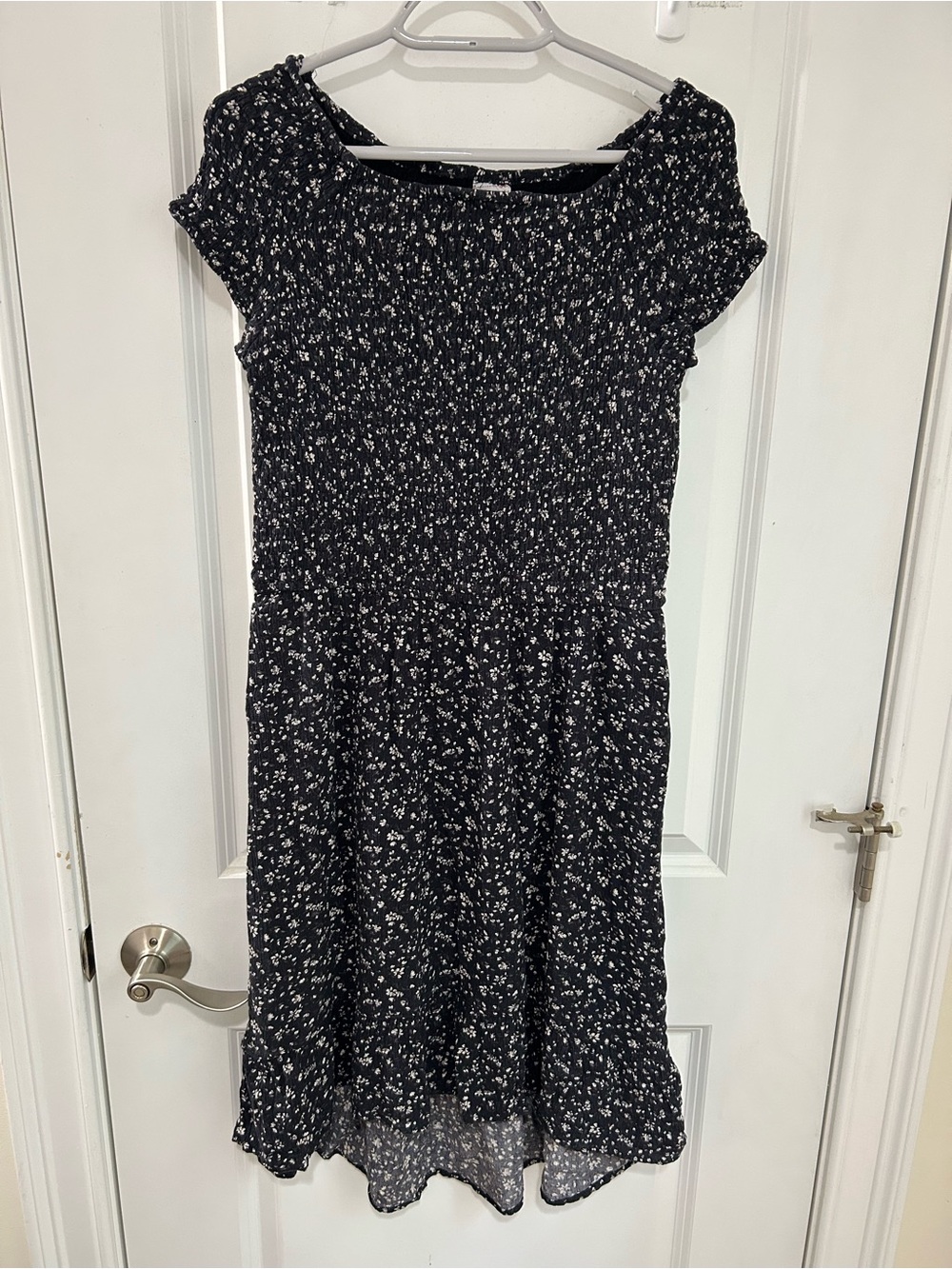 abercrombie kids Black Floral Short Sleeve Smocked Dress